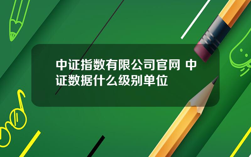 中证指数有限公司官网 中证数据什么级别单位
